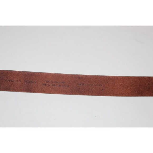 Hugo Boss Mens Sz 34 Carmello Belt Genuine Leather Medium Brown Silver Hardware - Picture 5 of 10